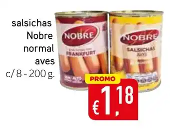 Bolama Salsichas Nobre Normal aves c/8 200g promoção