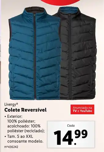 Lidl Livergy Colete Reversível promoção