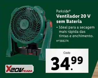 Lidl Parkside Ventilador 20 V sem Bateria promoção