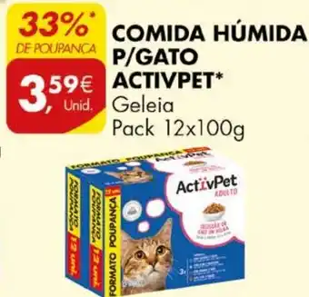 Pingo Doce COMIDA HÚMIDA P/GATO ACTIVPET Pack 12x100g promoção