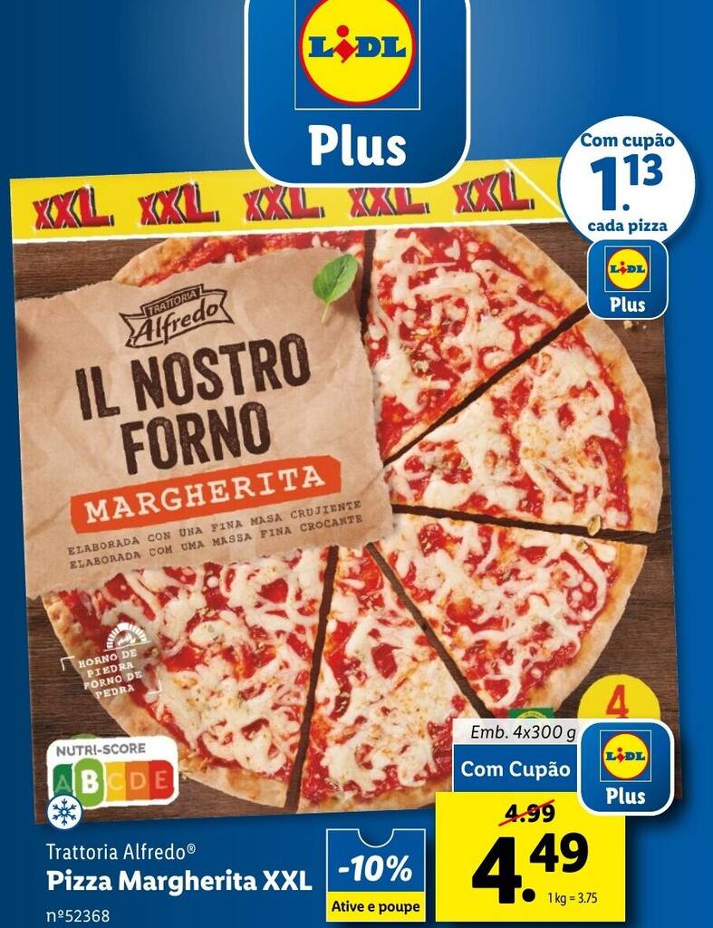 Promoção Trattoria Alfredo Pizza Margherita XXL em Lidl