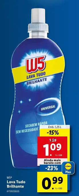 Lidl W5 Lava Tudo Brilhante Emb. 1,25 L promoção