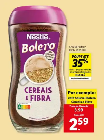 Lidl Café Solúvel Bolero Cereais e Fibra promoção