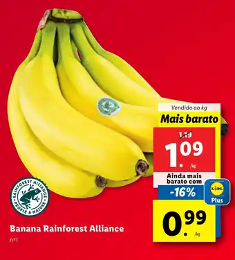 Lidl Banana Rainforest Alliance Vendido ao kg promoção
