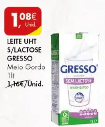 Pingo Doce LEITE UHT S/LACTOSE GRESSO Meio Gordo 1lt promoção