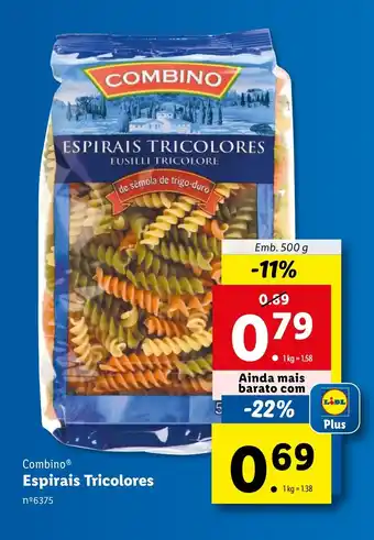 Lidl Combino Espirais Tricolores Emb. 500 g promoção