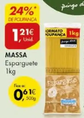 Pingo Doce MASSA Esparguete 1kg promoção