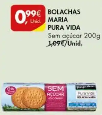 Pingo Doce BOLACHAS MARIA PURA VIDA Sem açúcar 200g promoção