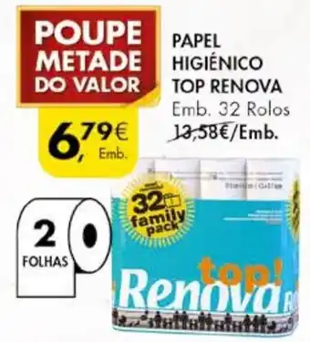 Pingo Doce PAPEL HIGIÉNICO TOP RENOVA Emb. 32 Rolos promoção