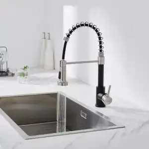 Torneira de cozinha auralum preta com misturador de pia giratório de mola 3