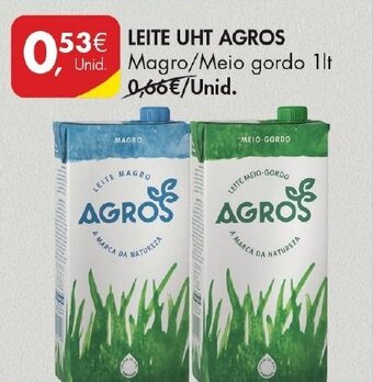 Pingo Doce Leite UHT Agros 1lt promoção