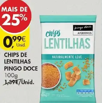 Pingo Doce Chips de Lentilhas Pingo Doce 100g promoção