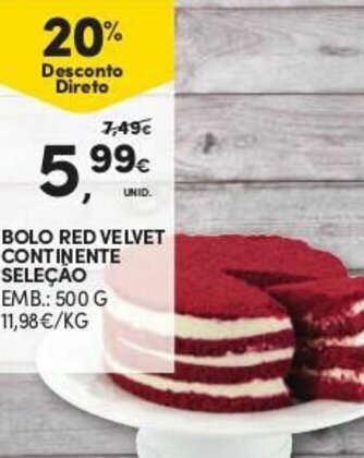 Bolo Red Velvet - emb. 500 gr - Continente Seleção