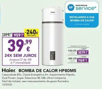 Radio Popular Haier BOMBA DE CALOR HP80M5 promoção