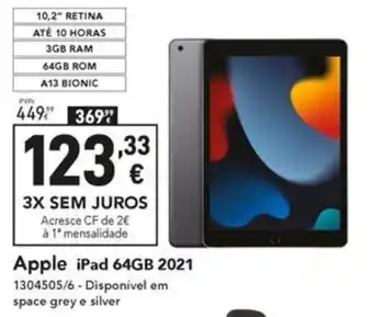 Radio Popular Apple iPad 64GB 2021 promoção