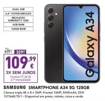 Radio Popular SAMSUNG SMARTPHONE A34 5G 128GB promoção