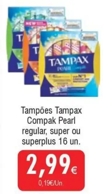 Tampões Tampax Compak Pearl regular, super ou superplus 16 un.