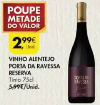 Pingo Doce Vinho Alentejo Porta da Ravessa Reserva 75cl promoção