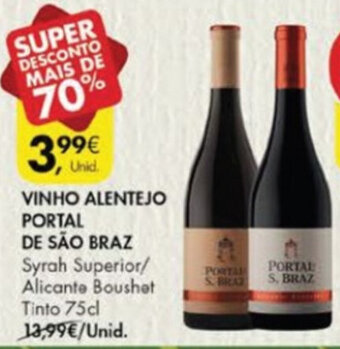 Pingo Doce Vinho Alentejo Portal de São Braz 75cl promoção