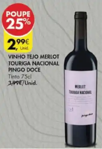 Pingo Doce Vinho Tejo Merlot Touriga Nacional Pingo Doce 75cl promoção
