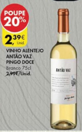 Pingo Doce Vinho Alentejo Antão Vaz Pingo Doce 75cl promoção