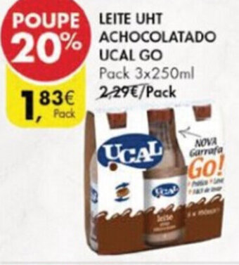 Pingo Doce Leite UHT Achocolatado Ucal Go 3x250ml promoção