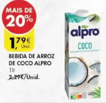 Pingo Doce Bebida de Arroz de Coco Alpro 1lt promoção