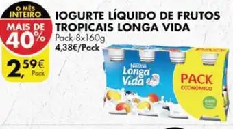 Pingo Doce Iogurte Líquido de Frutos Tropicais Longa Vida 8x160g promoção