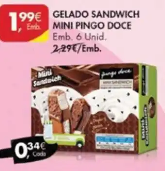 Pingo Doce Gelado Sandwich Mini Pingo Doce 6 Unid promoção