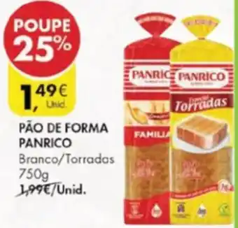 Pingo Doce Pão de Forma Panrico 750g promoção