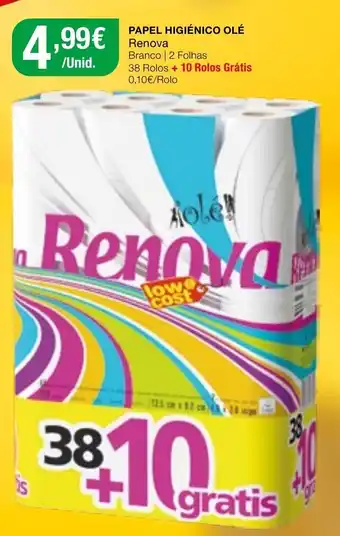 Intermarché Papel Higiénico Olé Renova 38 Rolos + 10 Rolos promoção