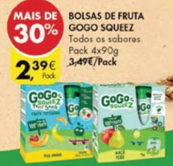 Pingo Doce Bolsas de Fruta GoGo Squeez 4x90g promoção