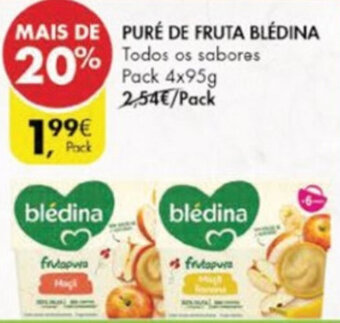 Pingo Doce Puré de Fruta Blédina 4x95 promoção