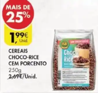 Pingo Doce Cereais Choco-Rice cem Porcento 250g promoção