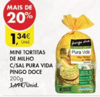 Pingo Doce Mini Tortitas de Milho C/Sal Pura Vida Pingo Doce 200g promoção