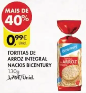 Pingo Doce Tortitas de Arroz Integral Nackis Bicentury 130g promoção