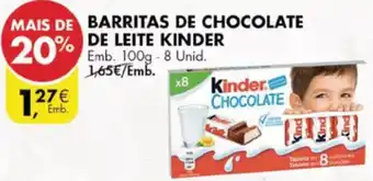 Pingo Doce Barritas de Chocolate de Laite Kinder 100g - 8 Unid promoção