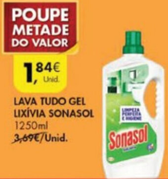 Pingo Doce Lava Tudo Gel Lixívia Sonasol 1250ml promoção