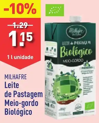 ALDI MILHAFRE Leite de Pastagem Meio-gordo Biológico 1 L unidade promoção