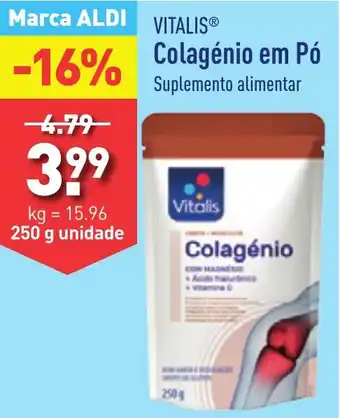 ALDI VITALIS Colagénio em Pó Suplemento alimentar 250g promoção