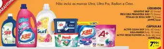Pingo Doce Cápsulas Active Clean Skip 42 Unid/ Xau+Vanish 50 Unid/ Active Fresh Flowers A+ 46 Unid promoção
