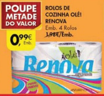 Pingo Doce Rolos de Cozinha Olé! Renova 4 Rolos promoção
