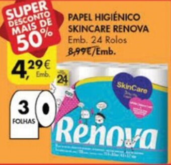 Pingo Doce Papel Higiénico Skincare Renova 24 Rolos promoção