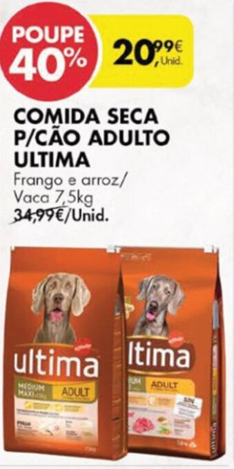 Comida Seca P/Cão Adulto Ultima 7,5kg