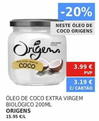 Minipreço Óleo de Coco Extra Virgem Biológico 200ml Origens promoção