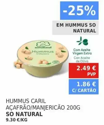 Hummus Caril Açafrão/Manjericão 200g So Natural
