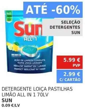 Minipreço Detergente Loiça Pastilhas Limão All In 1 70LV Sun promoção