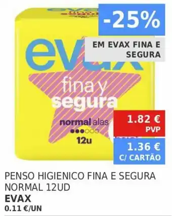 Minipreço Penso Higienico Fina e Segura Normal 12UD Evax promoção