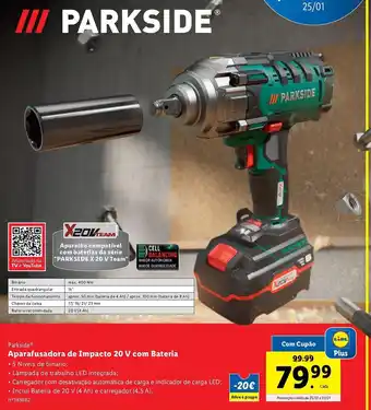 Lidl Parkside Aparafusadora de Impacto 20 V com Bateria promoção