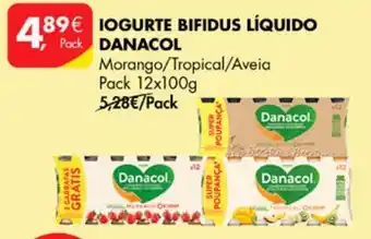 Pingo Doce IOGURTE BIFIDUS LÍQUIDO DANACOL Pack 12X100g promoção